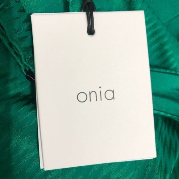 Onia Belle Rainforest Green Metallic Zig Zag One Piece Swim Suit Size Large NWT - Picture 7 of 9